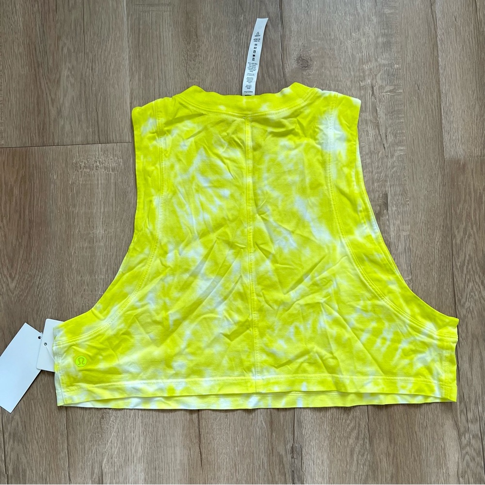 Lululemon All‎ Yours Cropped Cotton Tank Top Tie Dye Eccentric Lime Size 4 NWT - Picture 4 of 5